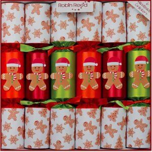 Robin Reed 13" Christmas Crackers, Racing Gingerbread -Box of 6 (72311) Handmade
